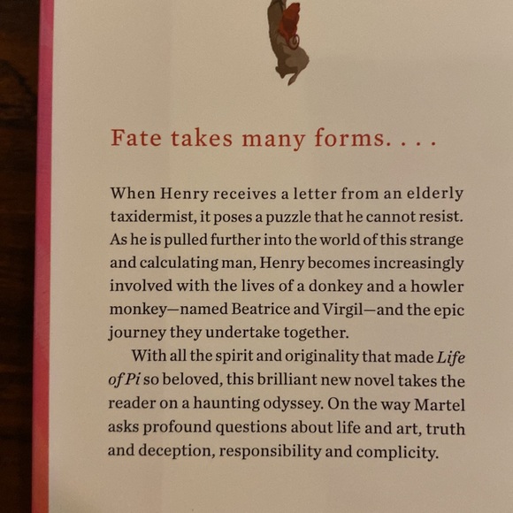 Beatrice & Virgil Author of Life of Pi Yann Martel Hardcover Book - Picture 3 of 3